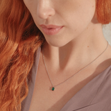 Solitaire Emerald Baguette Necklace in Gold