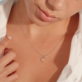 Crescent Moon Necklace in Silver