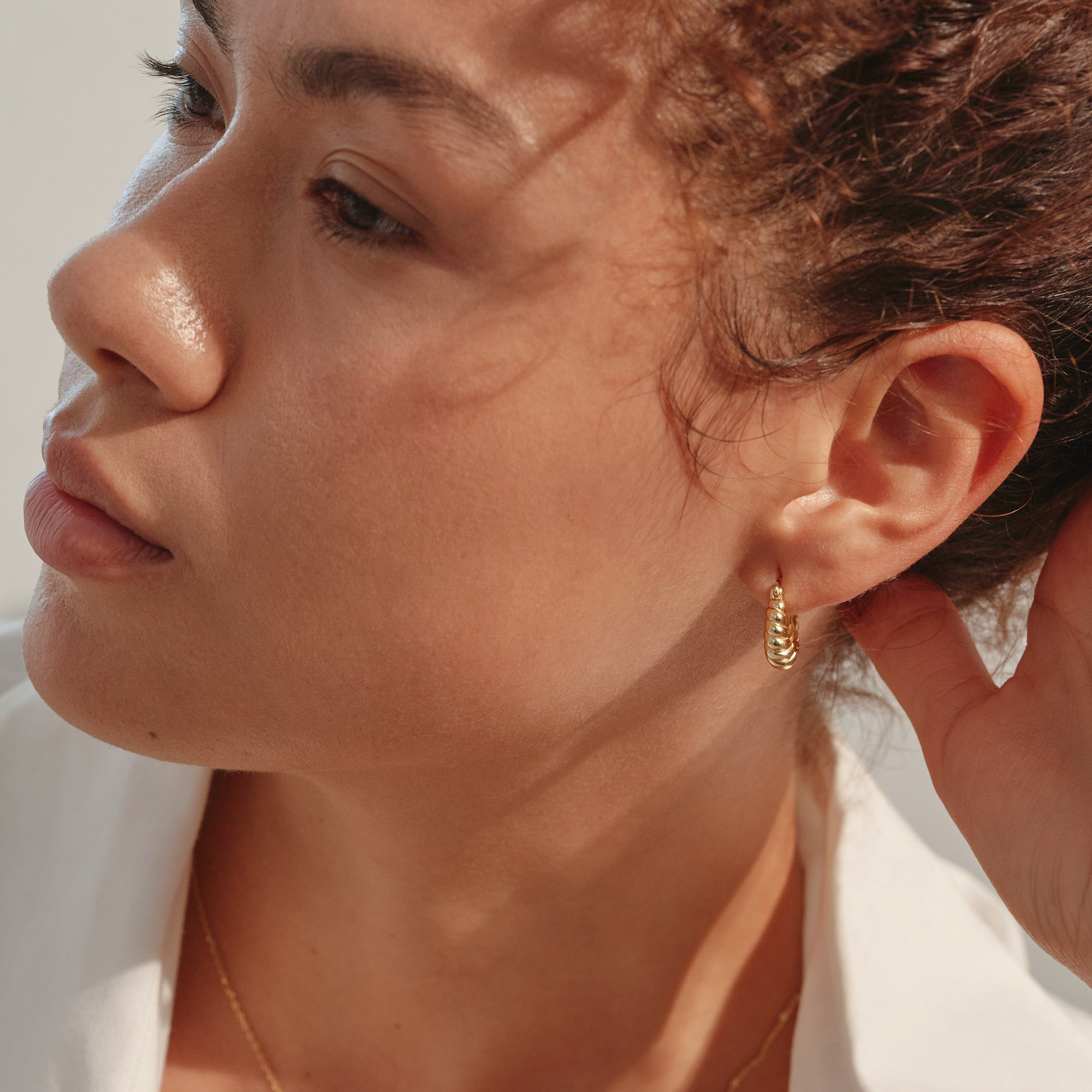 Croissant Hoop Earrings in Silver