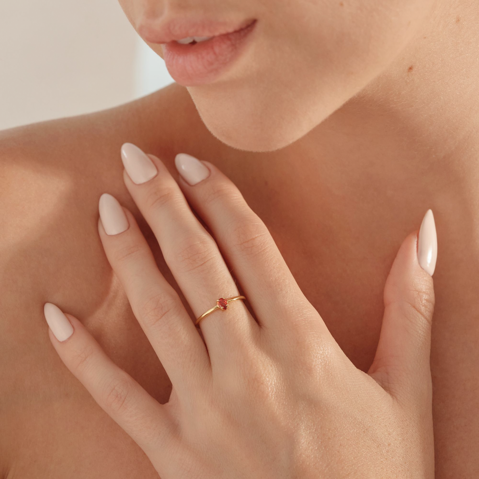 Pear Cut Ruby CZ Ring in Gold