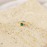 Princess Cut Emerald CZ Ring in Gold