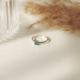 Princess Cut Emerald CZ Ring in Gold