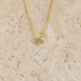 Solitaire Bezel Pendant Necklace in Gold