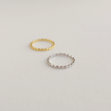 Beaded Marquise Stacking Ring in Gold