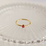 Pear Cut Ruby CZ Ring in Gold