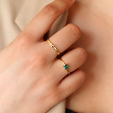 Princess Cut Emerald CZ Ring in Gold