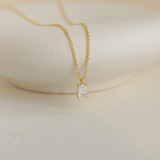 Solitaire Baguette Necklace in Gold