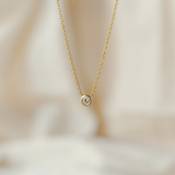 Solitaire Bezel Pendant Necklace in Gold