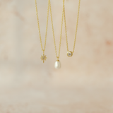 Solitaire Bezel Pendant Necklace in Gold